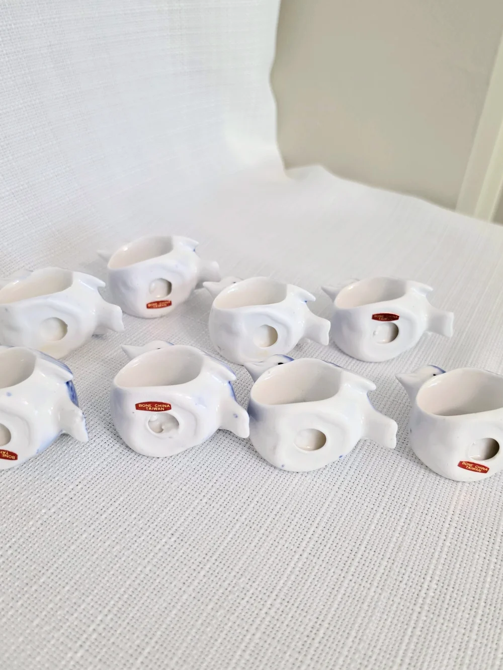 Porcelain Blue Bird Napkin Rings Set Of 8 Nature Dinner Party Blue White Classic